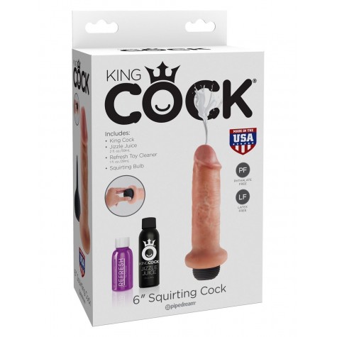 Фаллоимитатор с имитацией семяизвержения 6" Squirting Cock - 17,8 см.