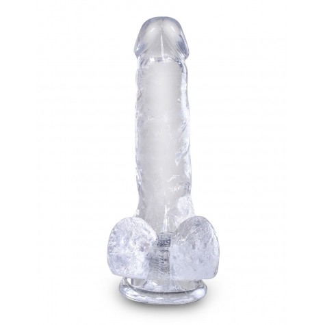 Прозрачный фаллоимитатор King Cock Clear 6" Cock with Balls - 17,8 см.