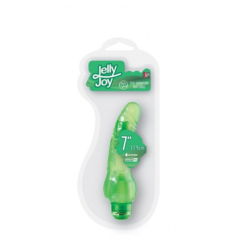 Зелёный гелевый вибратор JELLY JOY 7INCH 10 RHYTHMS GREEN - 17,5 см.